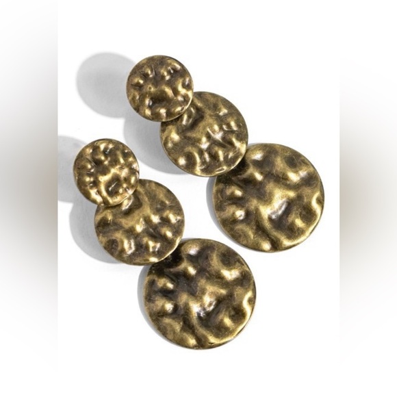 Triple Threat Texture - Brass Post Earring - Picture 2 of 2